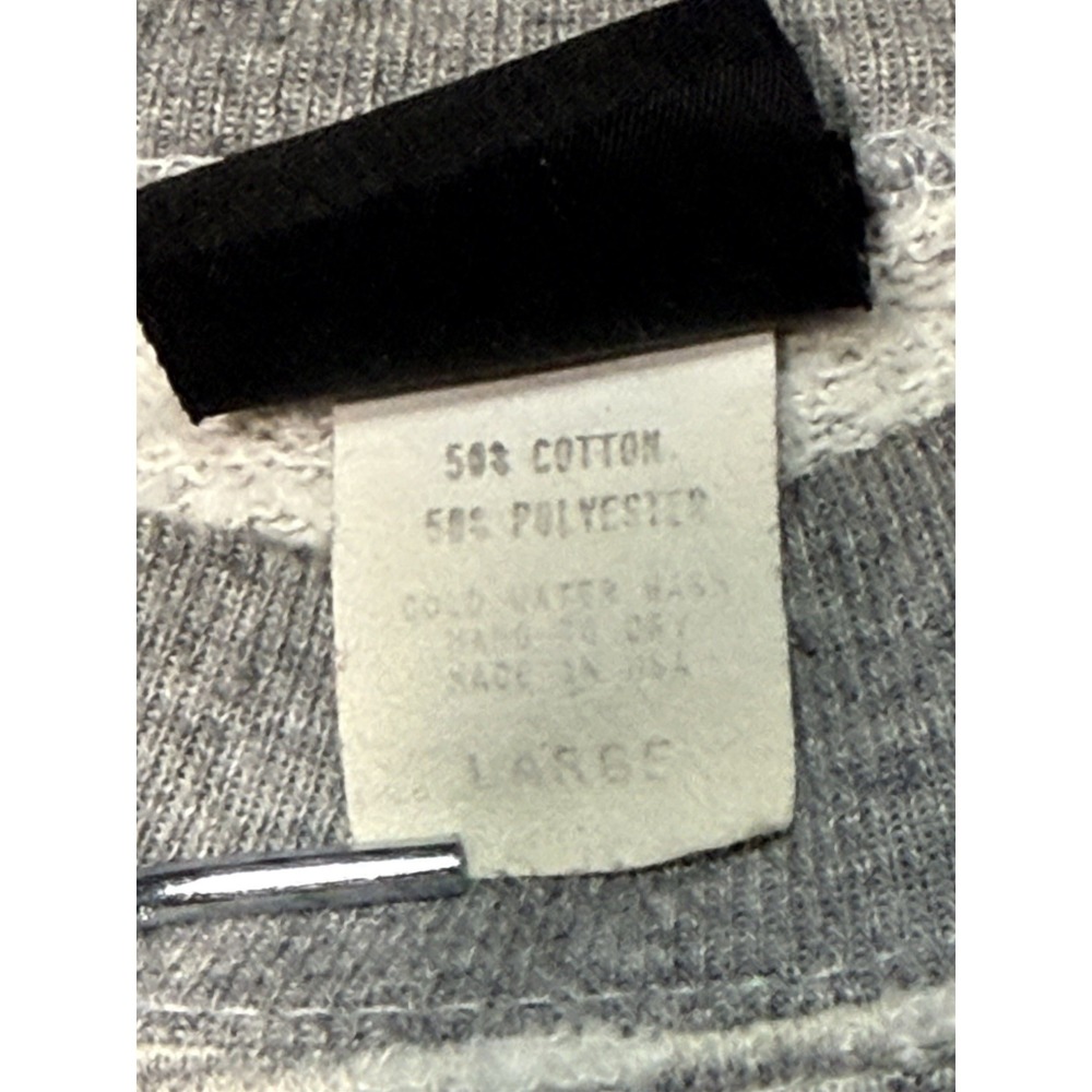 Vintage Travaux Crewneck Sweatshirt Mens Large Gray Striped "Interlake" Logo - Picture 7 of 13